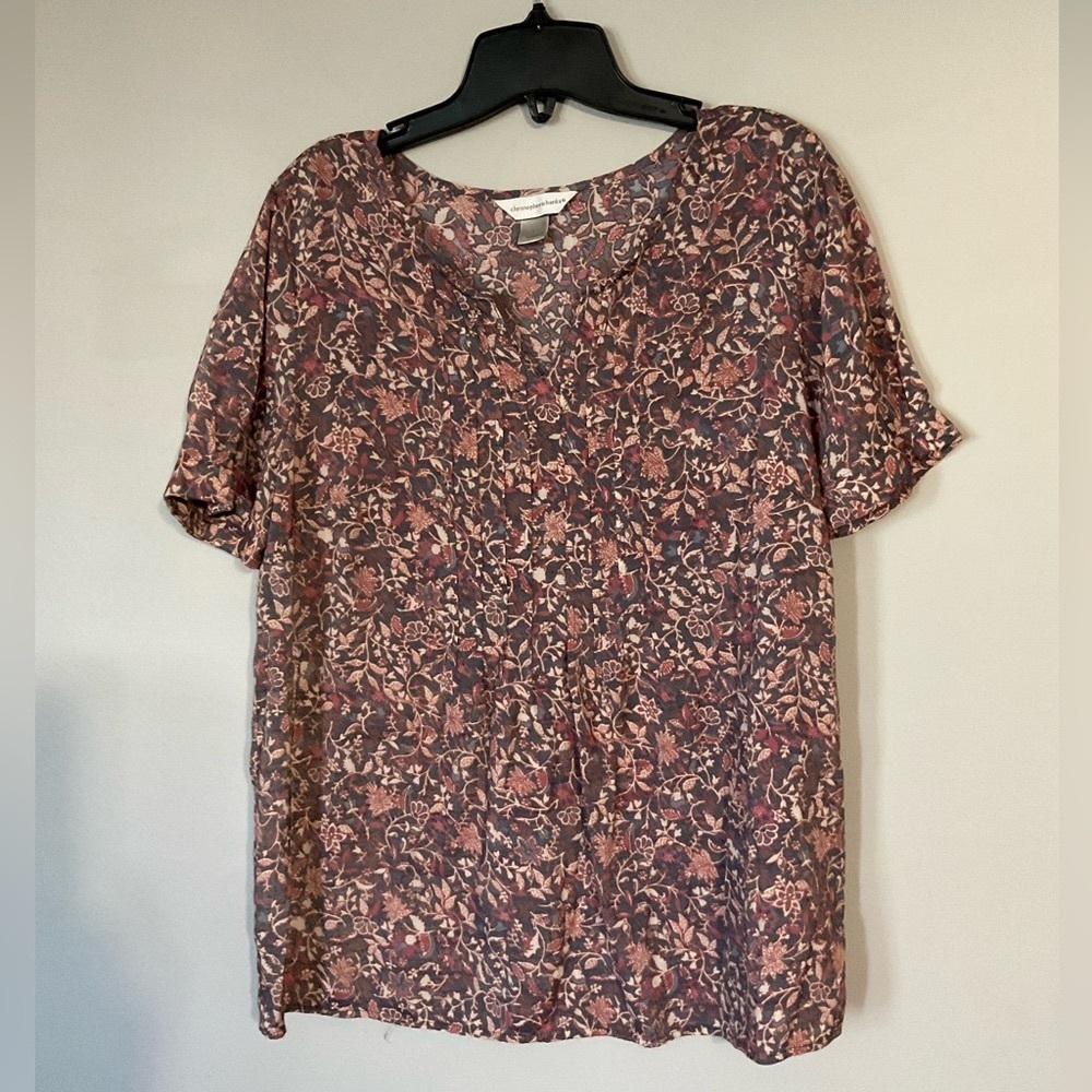 Christopher & Banks floral v-neck blouse. Size large